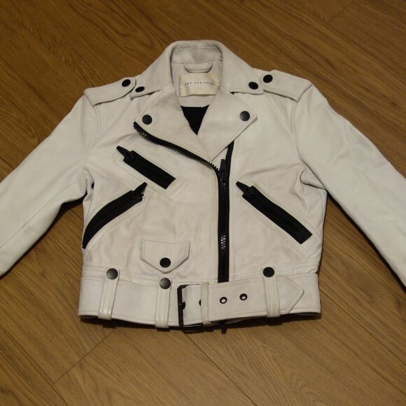 The Arrivals Cropped White leather Vader Biker Jacket XS - Picture 2 of 13